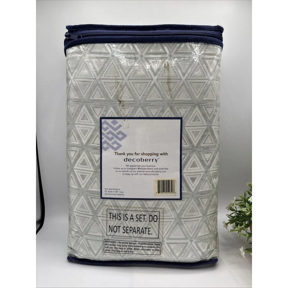 Decoberry Jacquard Curtain Set Green Triangle Pattern 52